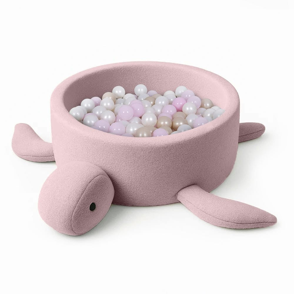 Foam Baby Ball Pit Without Balls - Turtle Raspberry Glaze Pink Boucle