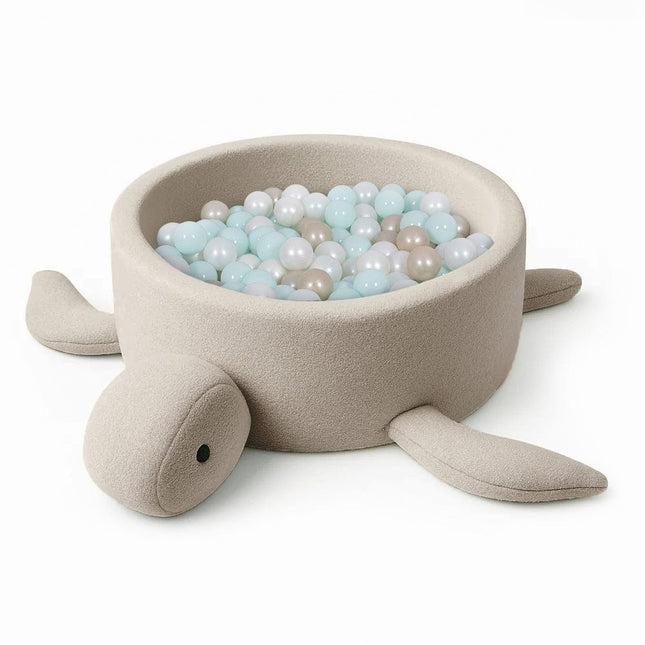 Baby Ball Pit, Foam, Without Balls - Turtle Oat Biscuit Beige Boucle - LoveStyle World