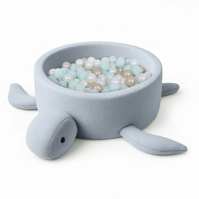 Baby Ball Pit, Foam, Without Balls - Turtle Dusty Ice Blue Boucle - LoveStyle World