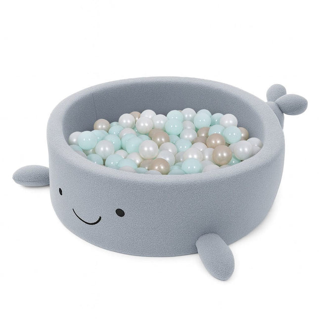 Baby Ball Pit Without Balls - Whale Dusty Ice Blue Boucle - LoveStyle World