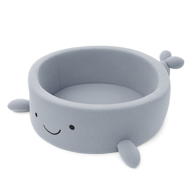 Baby Ball Pit Without Balls - Whale Dusty Ice Blue Boucle - LoveStyle World