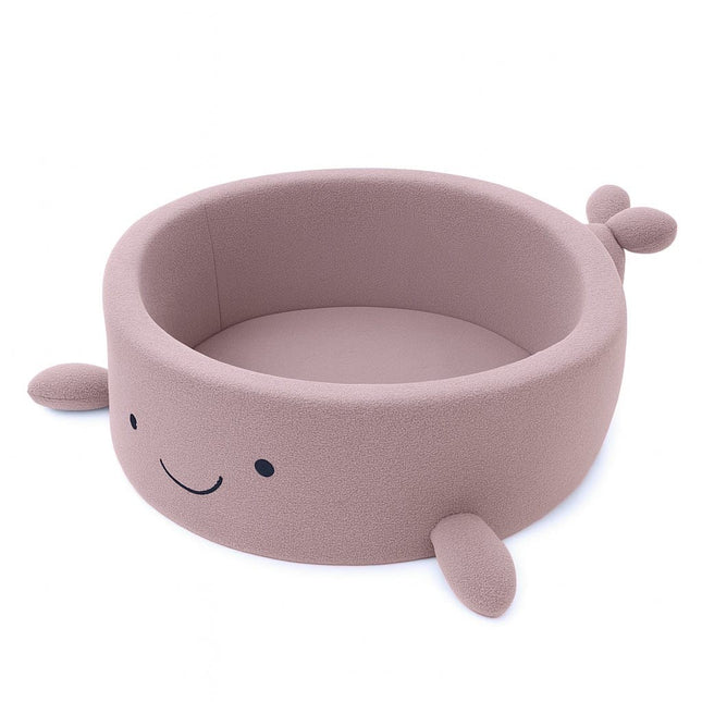 Foam Baby Ball Pit Without Balls - Whale Raspberry Glaze Pink Boucle