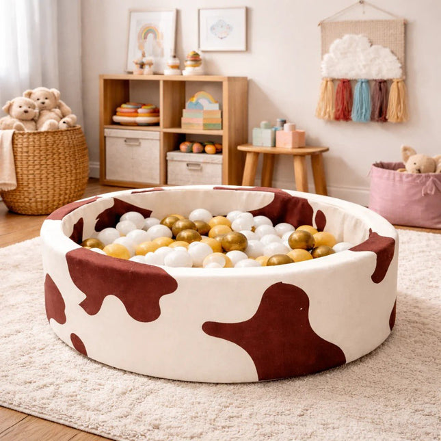 Foam Round Ball Pit 90x30cm - Cow, 200 Balls - LoveStyle World