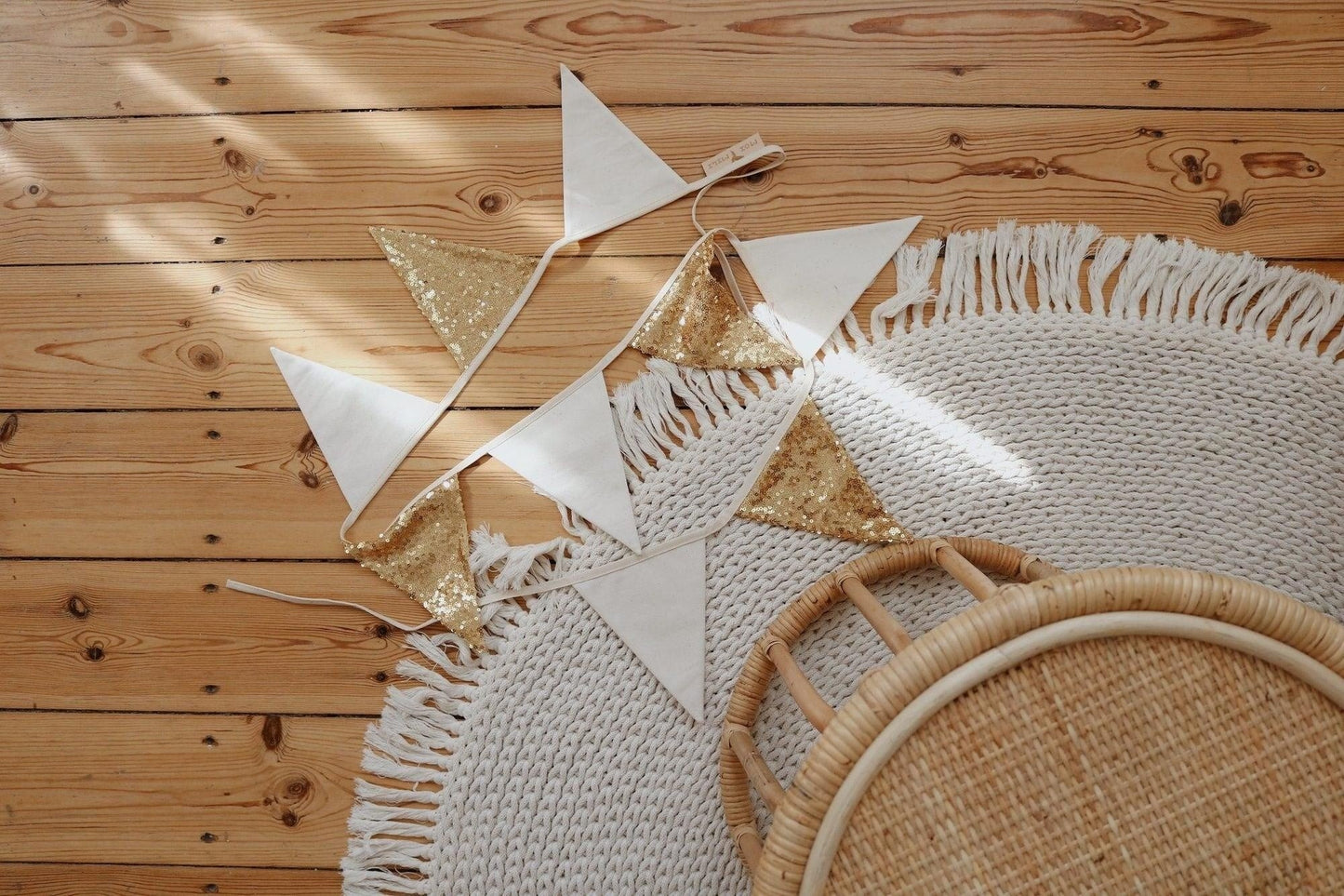 Sequin Garland - Gold and Beige