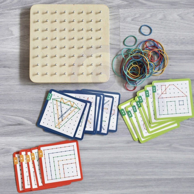 Geoplan on Rubber Bands Wooden Puzzle, 69 pcs - LoveStyle World