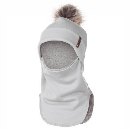 Grey Merino Wool Pom-Pom Balaclava
