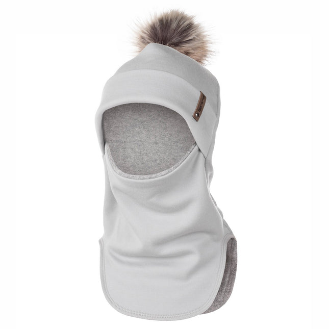 Grey Merino Wool Pom-Pom Balaclava
