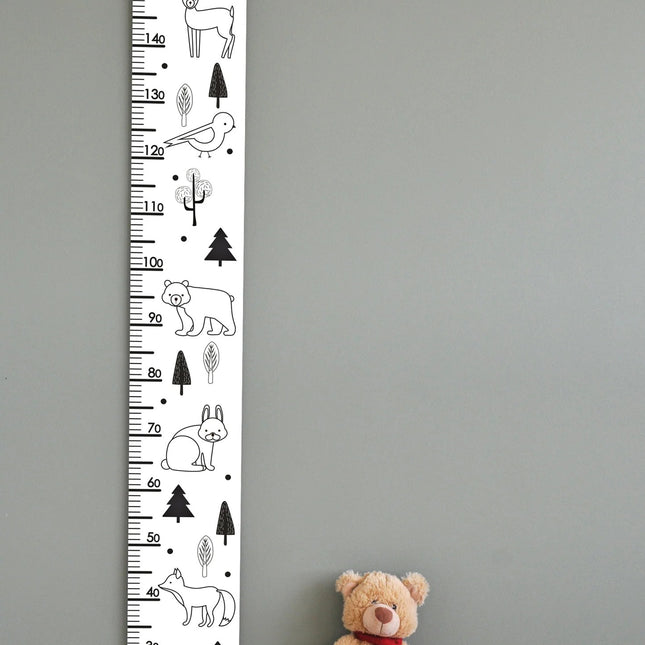 Growth Chart For Kids - Black & White Wild Animals - LoveStyle World