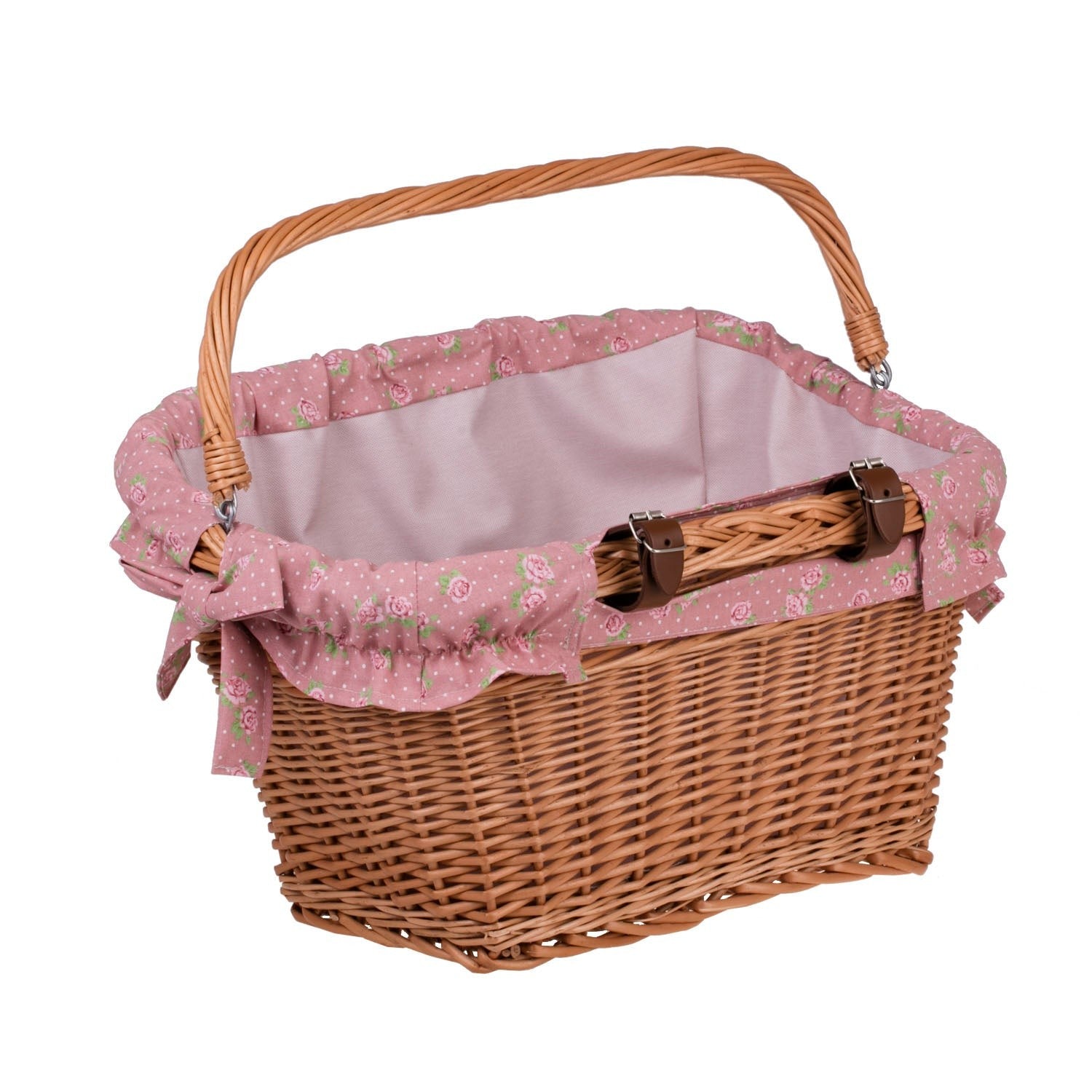 Handmade Bike Basket in Natural Color with Fabric Liner