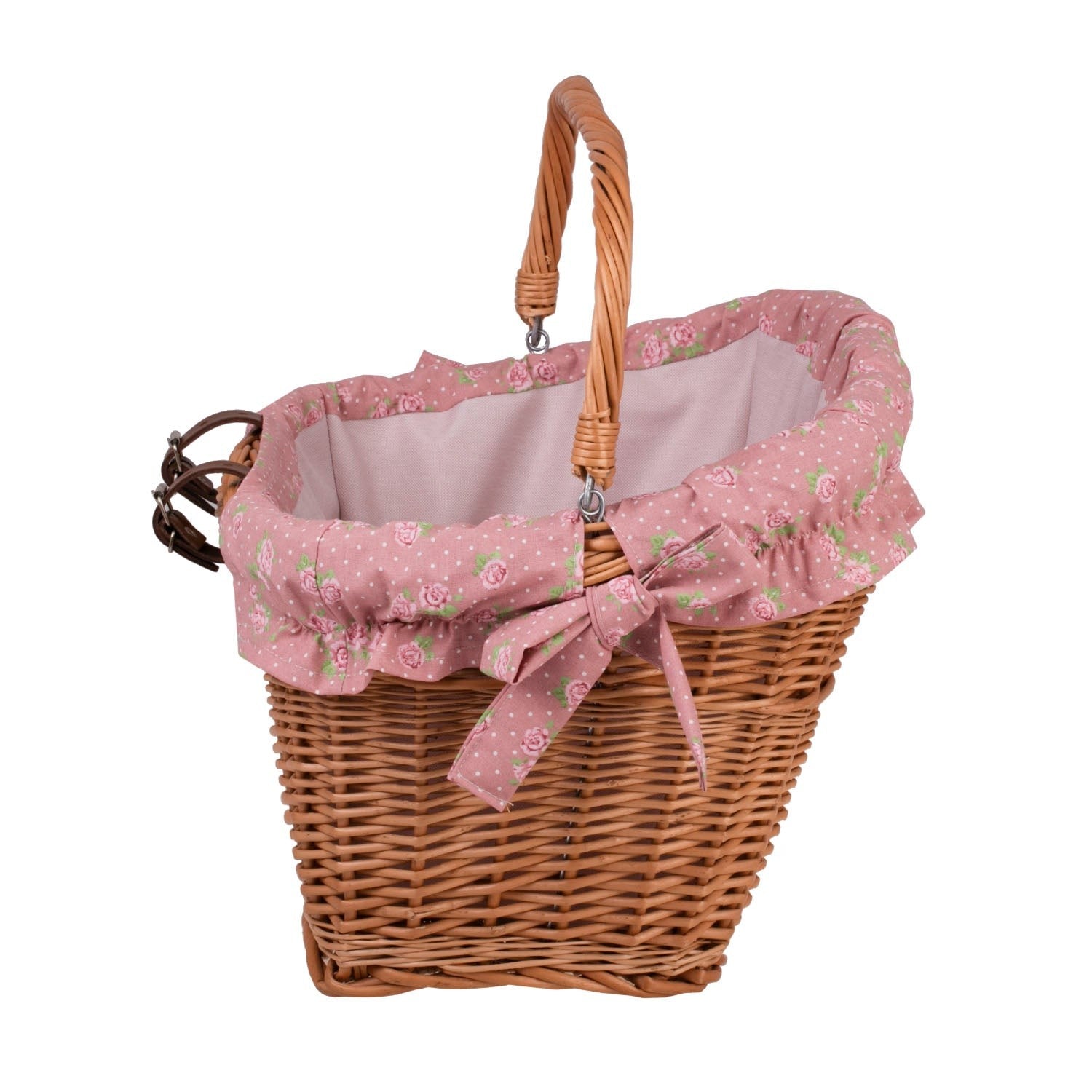 Handmade Bike Basket in Natural Color with Fabric Liner