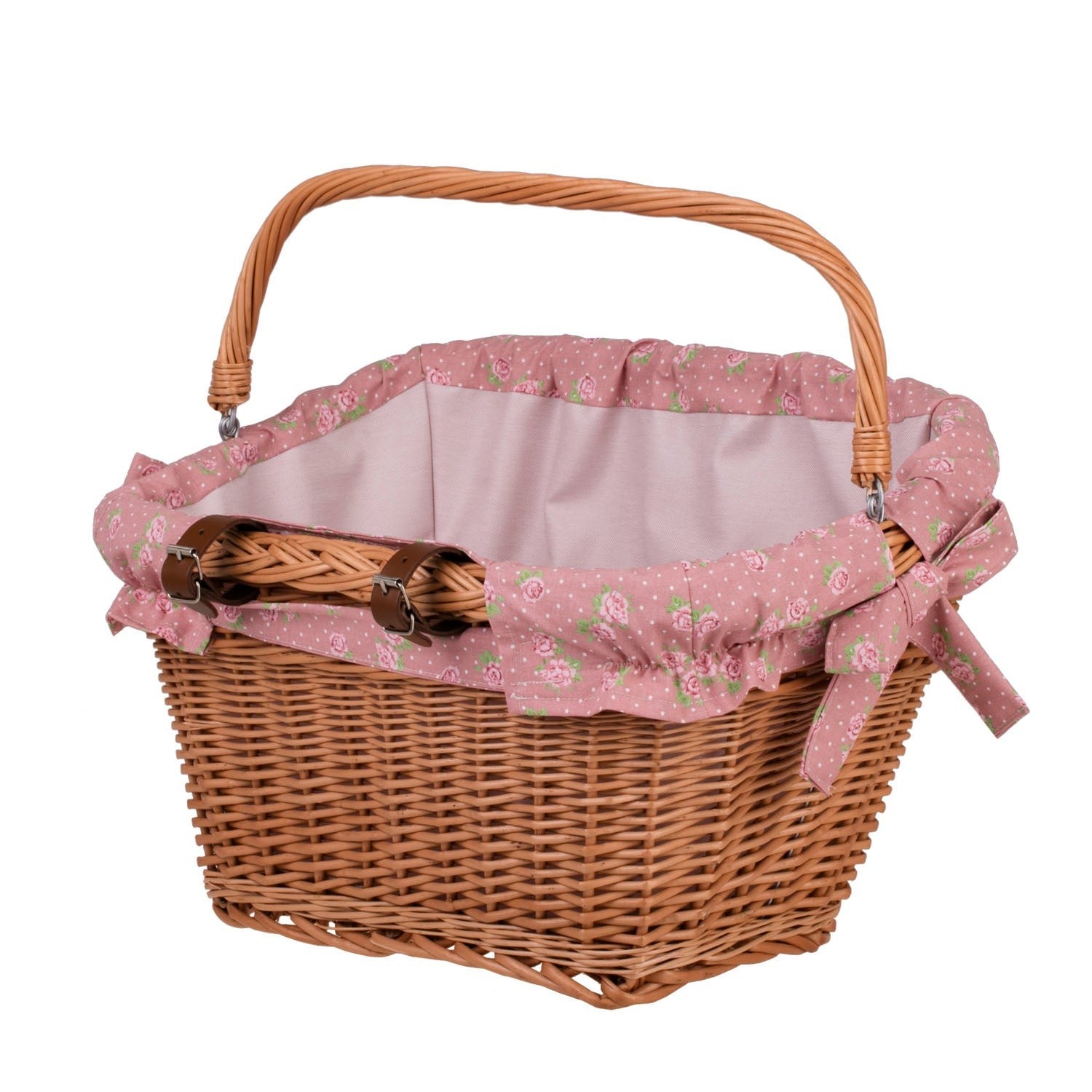 Handmade Bike Basket in Natural Color with Fabric Liner