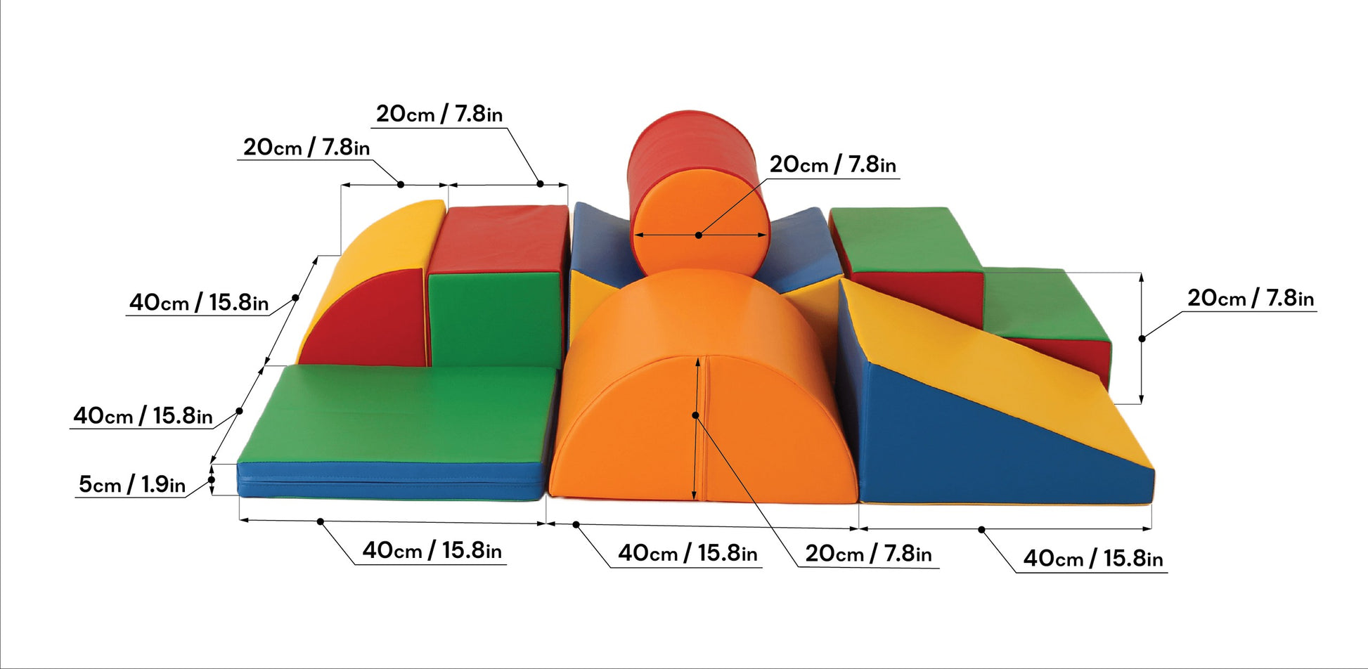 Soft Play 8 Foam Block Set - Multicolor Adventurer