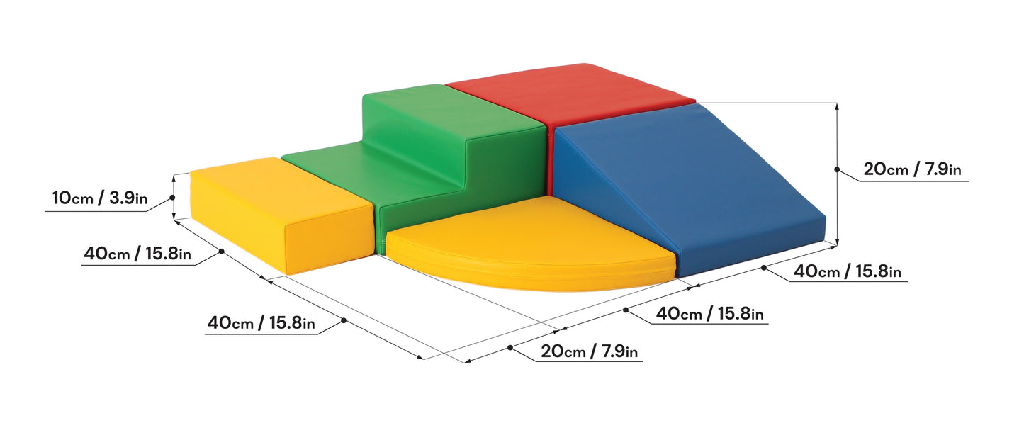 Soft Play 5 Foam Block Set - Multi Color Corner Climber