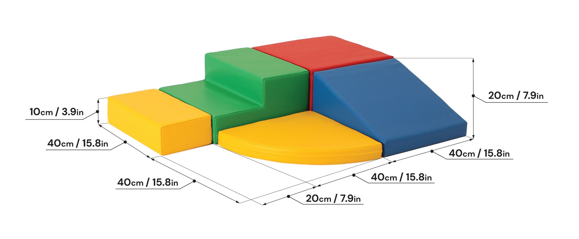 Soft Play 5 Foam Block Set - Multi Color Corner Climber