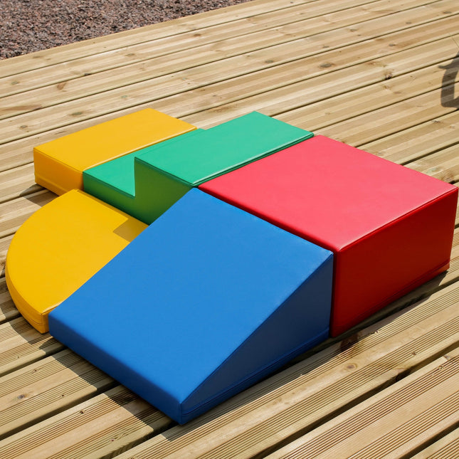 Soft Play 5 Foam Block Set - Multi Color Corner Climber