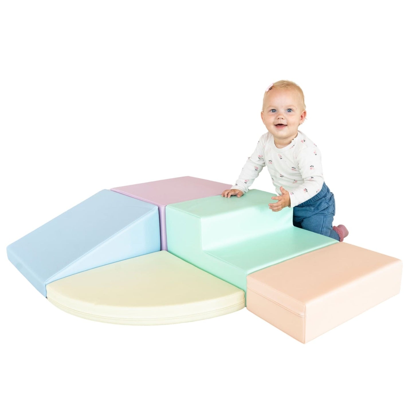 Soft Play 5 Foam Block Set - Light Pastel Corner Climber