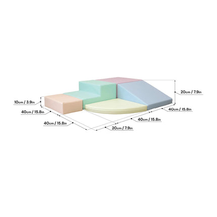 Soft Play 5 Foam Block Set - Light Pastel Corner Climber