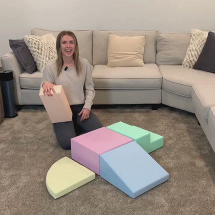 Soft Play 5 Foam Block Set - Light Pastel Corner Climber
