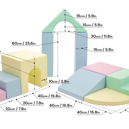 Soft Play 10 Foam Block Set - Light Pastel Creativity