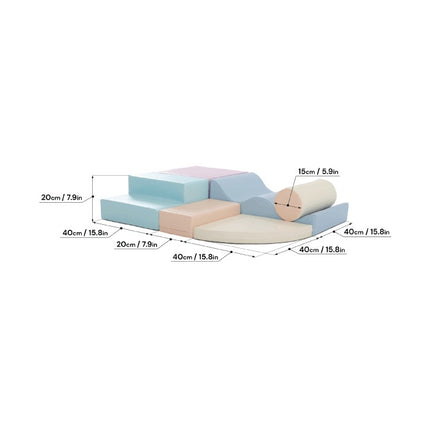 Soft Play 6 Foam Block Set - Light Pastel Explorer