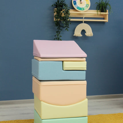 Soft Play 7 Foam Block Set - Light Pastel Little Crawler