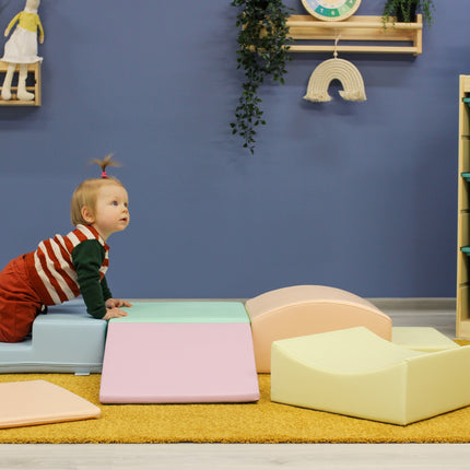 Soft Play 7 Foam Block Set - Light Pastel Little Crawler