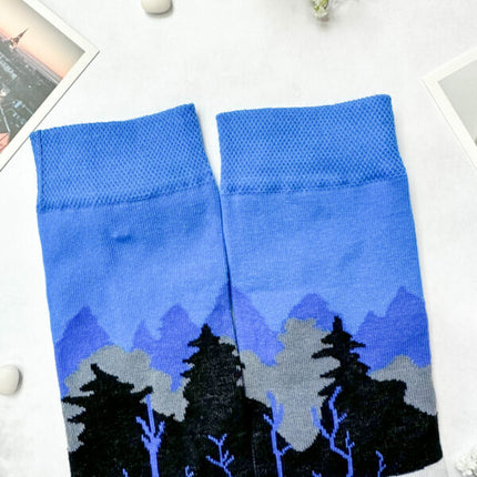 Blue-Black-White Forest - Estonian Socks
