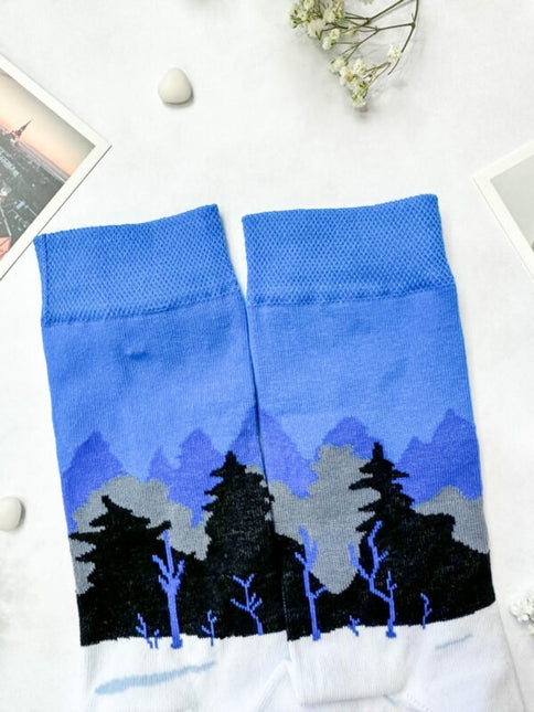 Blue-Black-White Forest "Estonian" Socks Unisex (Size 35-46) - LoveStyle World
