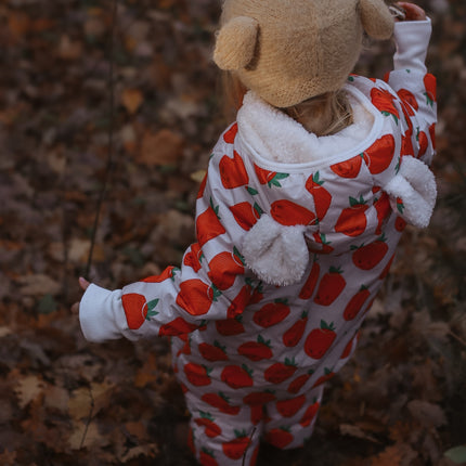 Winter Jumpsuit with Teddy Lining for Babies and Kids - Strawberries