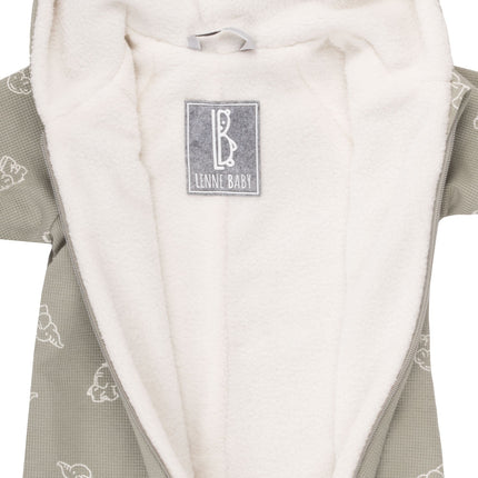 Khaki Green Cotton Fleece Baby Romper with Hood