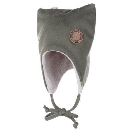 Khaki Green Merino Wool Tie-Up Baby Hat