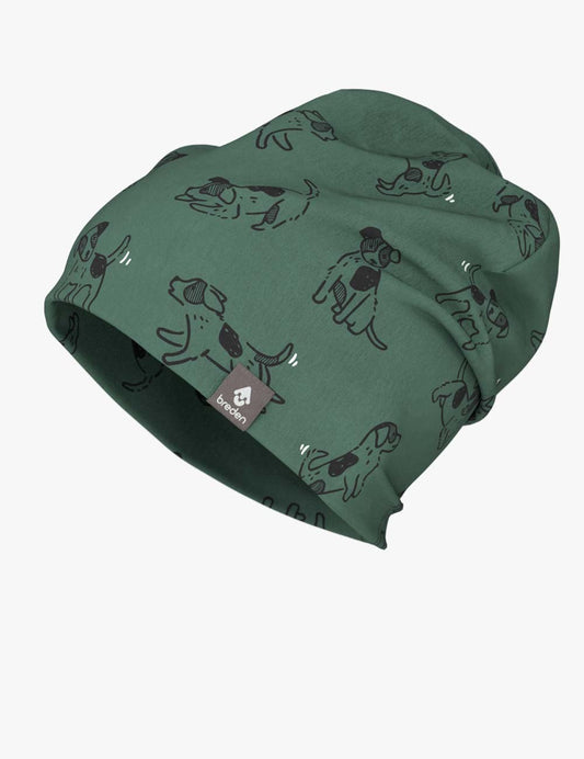 Kids Hat-Beanie For Autumn And Spring KLAUS - Green Dogs