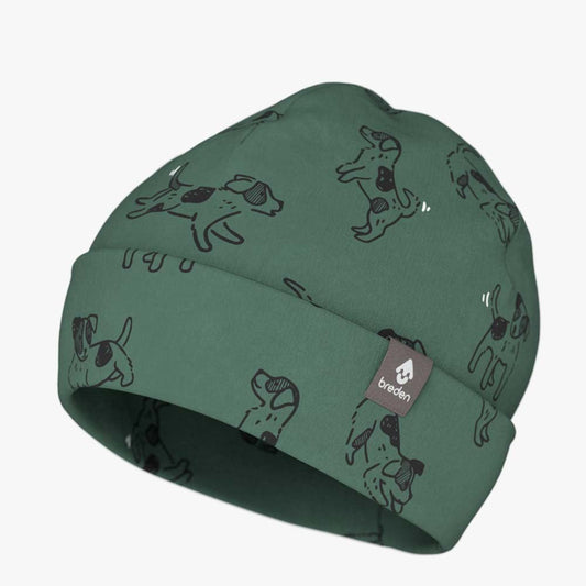 Kids Hat-Beanie For Autumn And Spring KLAUS - Green Dogs
