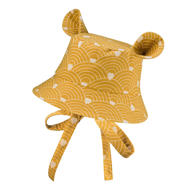 Kids Hat with Ears - Waves on Mustard - LoveStyle World
