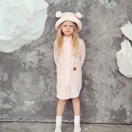 Kids Hat with Ears - Waves on Pink