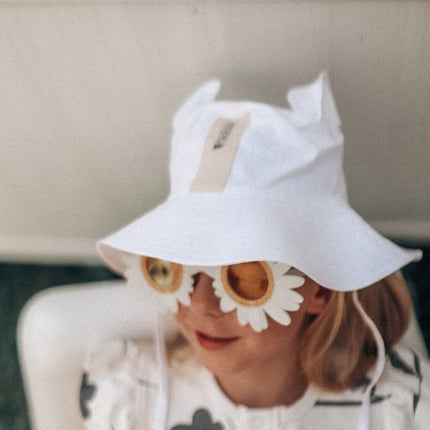 Kids Hat with Ears - White