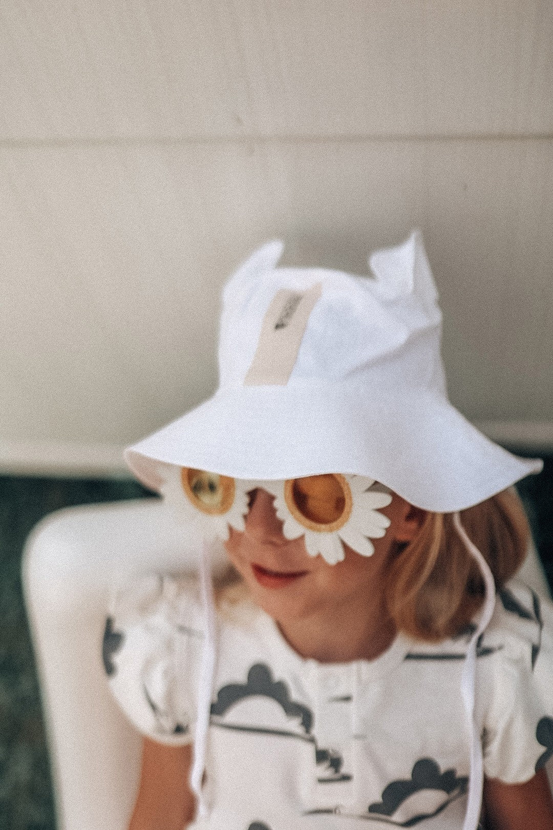 Kids Hat with Ears - White