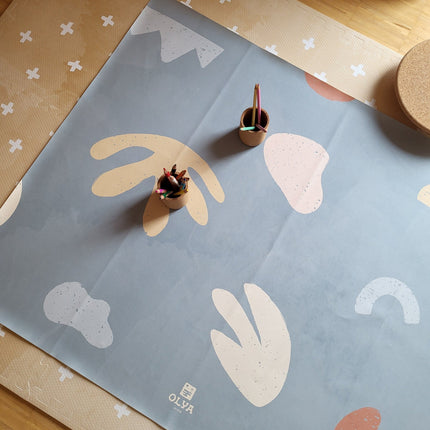 Kids Mealtime Floor Mat, Non-Slip & Waterproof - Organic Sea