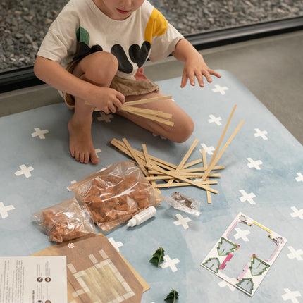 Kids Mealtime Floor Mat, Non-Slip & Waterproof - Cross Azure