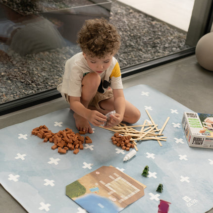 Kids Mealtime Floor Mat, Non-Slip & Waterproof - Cross Azure