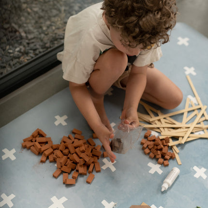 Kids Mealtime Floor Mat, Non-Slip & Waterproof - Cross Azure