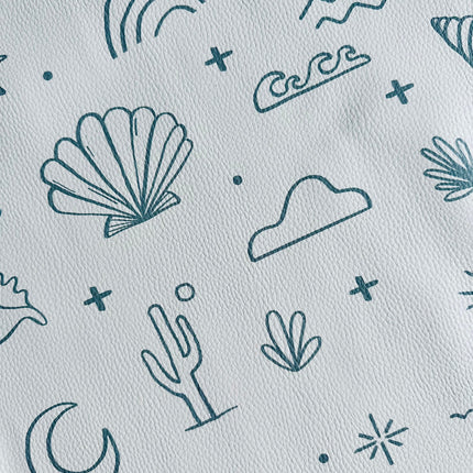 Kids Mealtime Floor Mat, Non-Slip & Waterproof - Palm Beach Azure
