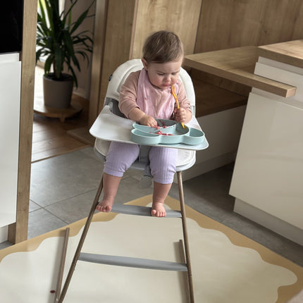 Kids Mealtime Floor Mat, Non-Slip & Waterproof - Yellow Frame
