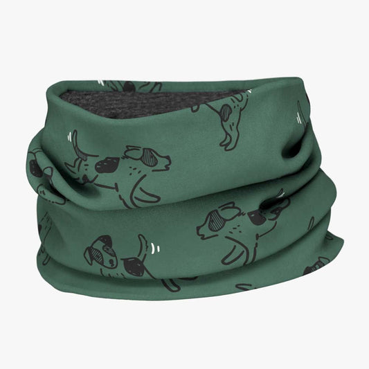 Kids Merino Neck Tube MOKKA - Green Dogs