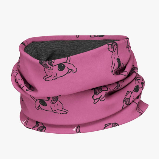 Kids Merino Neck Tube MOKKA - Pink Dogs