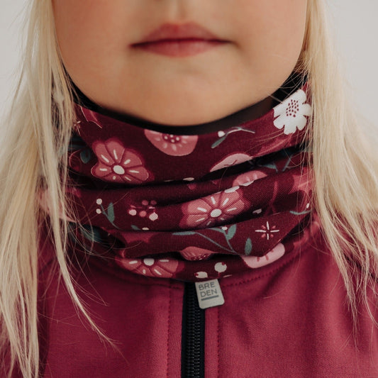 Kids Merino Neck Tube MOKKA - Winter Flowers