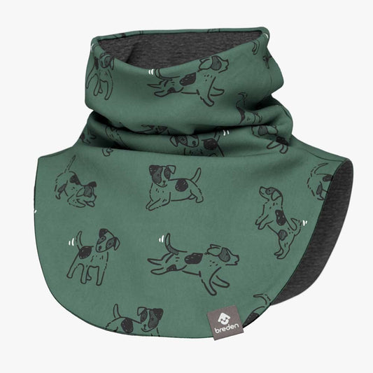 Kids Merino Neck Warmer MIKEL - Green Dogs