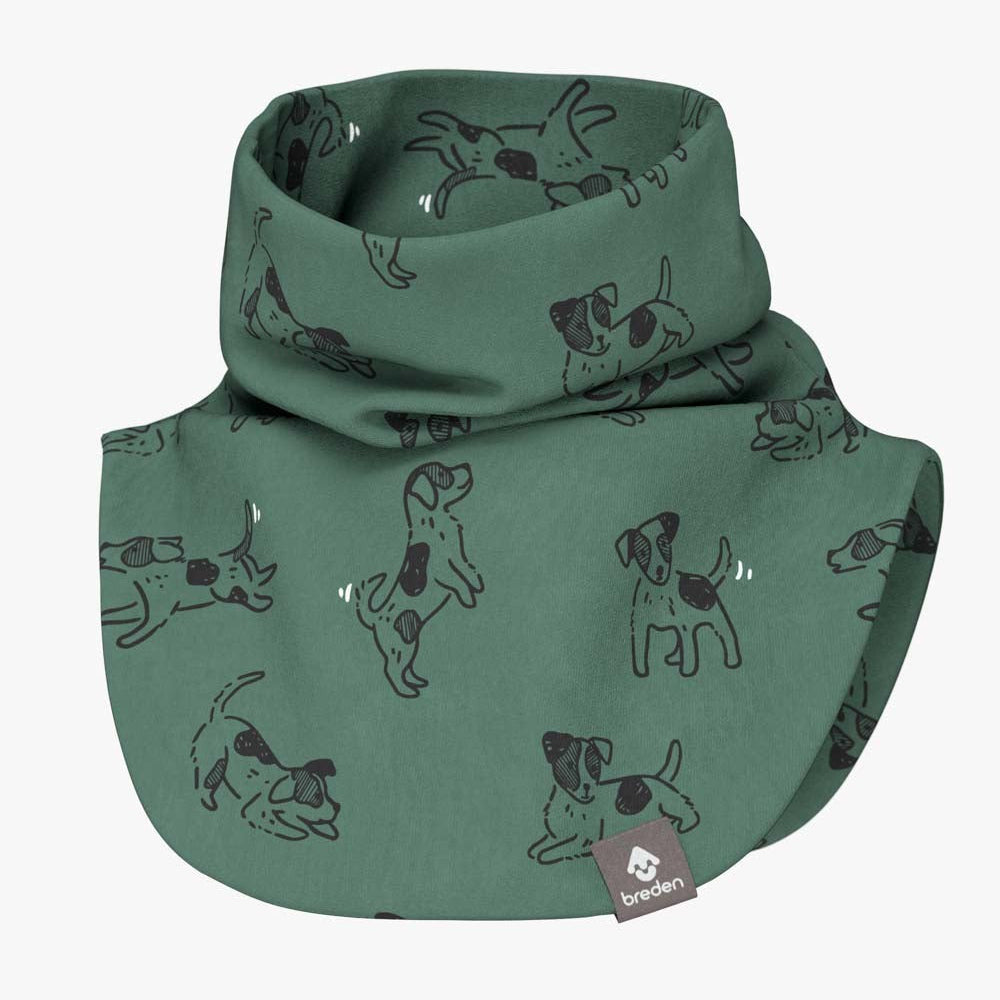 Kids Neck Warmer For Autumn And Spring TARON - Green Dogs