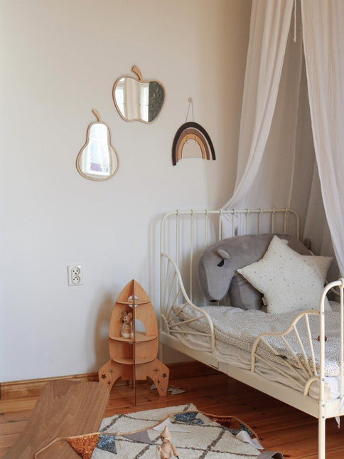 Kids Room Apple Mirror – Child-Friendly Acrylic & Wood - LoveStyle World