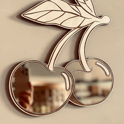 Kids Room Cherry Mirror – Child-Friendly Acrylic & Wood